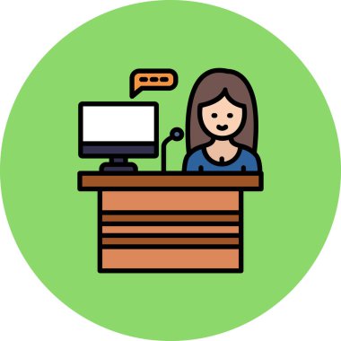 kadın müşteri servisi renk simgesi, vektör illüstrasyonu