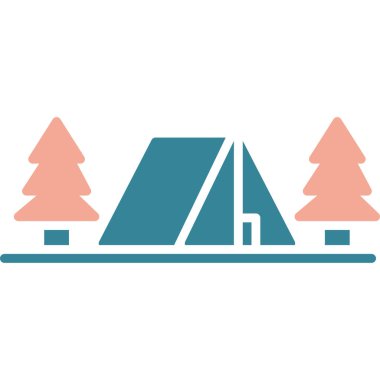 kamp ve doğa renkli vektör simgesi.