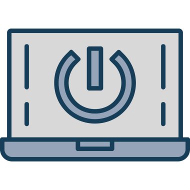 Güç hattı ve doldurma biçimi simgesi olan dizüstü bilgisayar, vektör illüstrasyonu