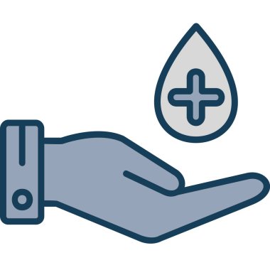 Kan damlası simgesini tutan el.