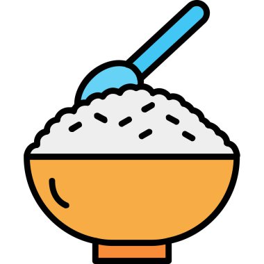 pirinç kase simgesi, basit vektör illüstrasyonu