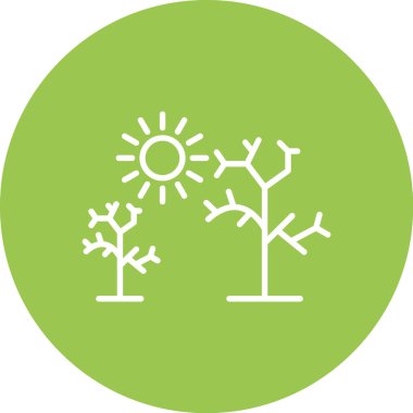 Güneş ve yaprak simgesi olan ağaç