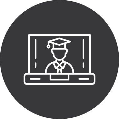 Yüksek lisans ikonu. Beyaz arkaplanda izole edilmiş web tasarımı için mezuniyet vektör simgelerinin basit çizimi