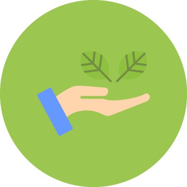 Yapraklı el, ekoloji ikonu vektör illüstrasyon tasarımı