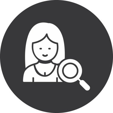 Büyüteci olan bir kadının vektör çizimi