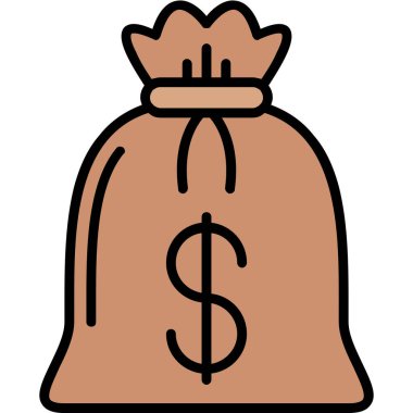 Altın paralarla dolu para çantası. vektör çizimi tasarımı