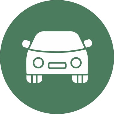 Araba vektör simgesi. biçim düz yuvarlak simge, araba simgesi ve gri renktir, beyaz arkaplan.