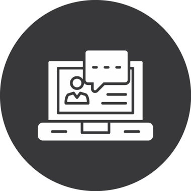 çevrimiçi toplantı simgesi, basit vektör illüstrasyonu