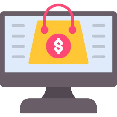 çevrimiçi alışveriş düzlüğü simgesi, vektör illüstrasyonu