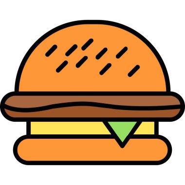 Hamburger ikonu vektör illüstrasyonu