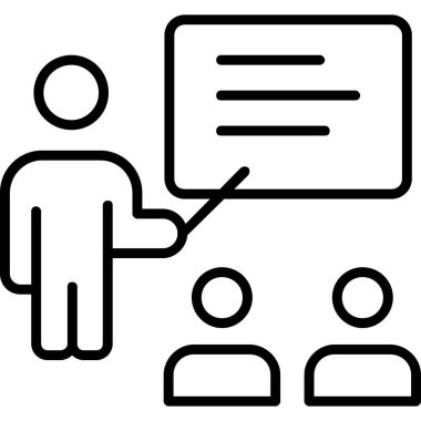 İş konferansı ikon vektörü. Toplantının ana hatları. izole edilmiş sınır sembolü çizimi