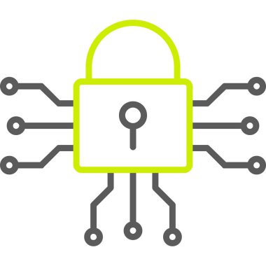 Güvenlik kilidi vektör simgesi. biçim düz sembol, eko yeşil renk, yuvarlak açılar, beyaz arkaplan