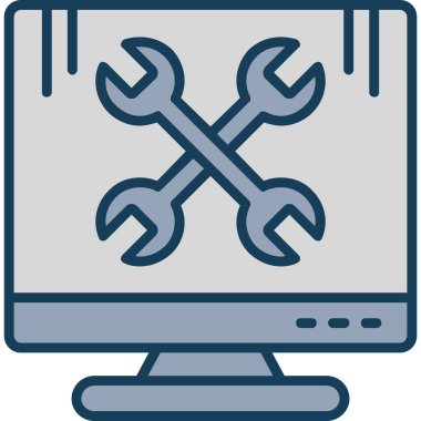 bilgisayar tamir araçları simgesi ana hat biçiminde