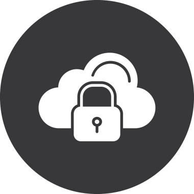 Bulut kilidi simgesi, güvenlik ve koruma, bulut işareti, vektör grafikleri, beyaz arkaplanda düzenlenebilir desen, 10 birim.