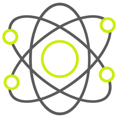 atom düz simgesi, vektör illüstrasyonu, bilim ve teknoloji grafikleri