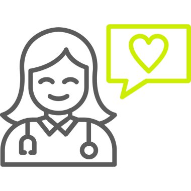 Kadın doktor simgesi ile konuşma balonu