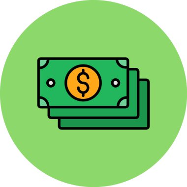 Beyaz arkaplanda dolar vektör illüstrasyonu