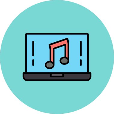 dizüstü bilgisayar müzik ikonu vektör illüstrasyonu