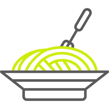 Erişte ikonu. İnce çizgi yeşil ve gri vektör tasarımı.