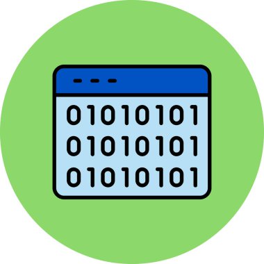 İkili Kod simgesi, vektör illüstrasyonu