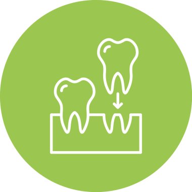 Diş teli çizgisi ve sembol, diş ve diş hekimi, diş bakımı işareti, vektör grafikleri, beyaz arka planda doğrusal desen.