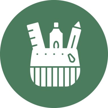 Yuvarlak bir ikona sahip büyük bir dairenin yeşil ve beyaz simgesi