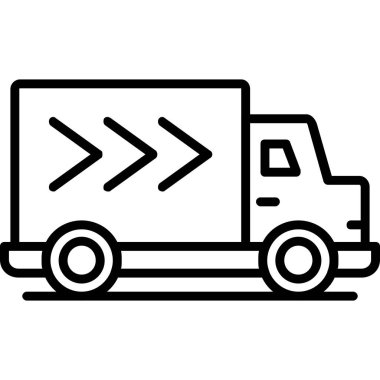 Teslimat kamyonu ikon vektörü. biçim düz simge sembolü, siyah renk, beyaz arkaplan.