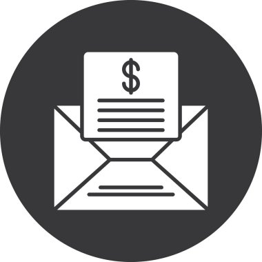 Dolar sembollü zarf. Web için e-posta vektör simgesi içeren basit bir harf illüstrasyonu