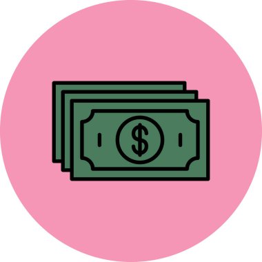 Beyaz arkaplanda dolar vektör illüstrasyonu