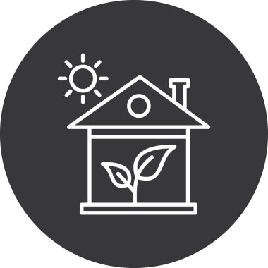 Yaprağı olan bir evin vektör çizimi