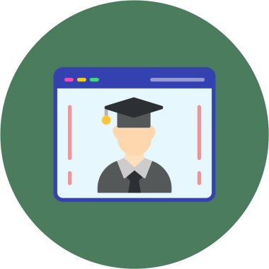 İnternet simgesi, çevrimiçi eğitimin vektör illüstrasyonu