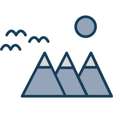 dağ manzarası simgesi, ince çizgi izole edilmiş, doğrusal vektör simgesi, dizayn işareti, düzenlenebilir çizgi konsept sembolü beyaz arkaplan üzerinde.