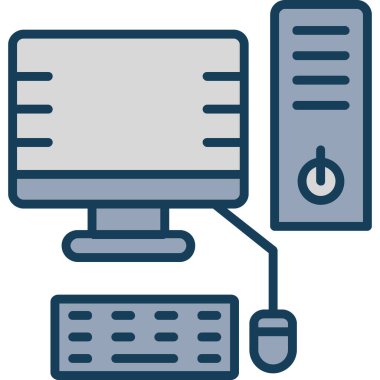 Ana hatlar biçiminde bilgisayar donanım simgesi