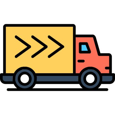 Teslimat kamyonu ikon vektörü. Teslimat kamyonu tabelası. izole edilmiş sınır sembolü çizimi