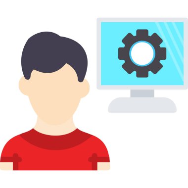 dişli ikon vektör illüstrasyon tasarımlı avatar adam