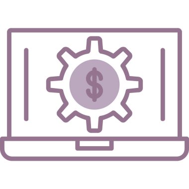 Dolar işareti vektör tasarımı olan dizüstü bilgisayar