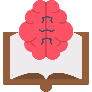 düz stil ile beyin öğrenme simgesi