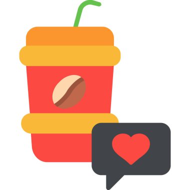 Kahve Kupası düz simgesi, vektör, illüstrasyon