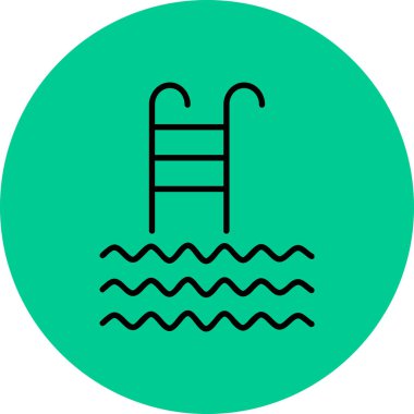 vector illustration of modern b lack icon of pool