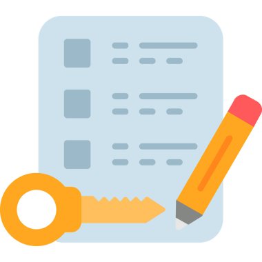 Kağıt ve kalem vektörü düz simgesi izole edilmiş pano