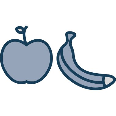 muz ve elma çizgisi biçim vektör tasarımı