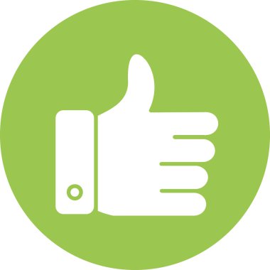 Başparmak vektör simgesi. Tarz, eko yuvarlak yeşil renk, eko yeşil arkaplan, beyaz arkaplan.