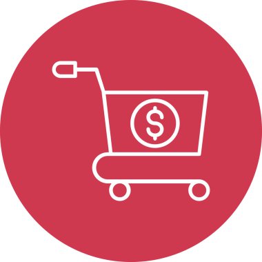 Dolar işareti olan bir el arabasının vektör çizimi.