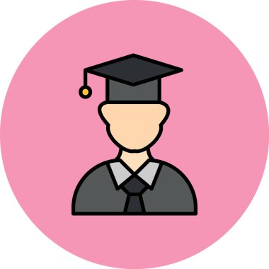 Mezuniyet başlığı simgesi renk ana hatları vektörü