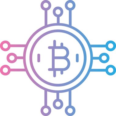 Şifreleme para bitcoin kripto para birimi simgesi doldurulmuş ana hat biçiminde