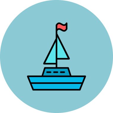 Yelkenli teknesi ikon vektör çizimi