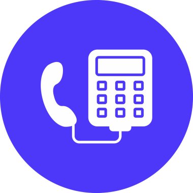 Mavi ve beyaz telefon simgesinin vektör çizimi