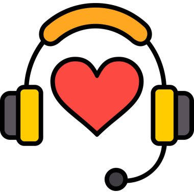 kalp kulaklığı simgesi, vektör illüstrasyonu