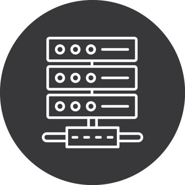 sunucu vektör çizgisi simgesi, vektör illüstrasyonu, çizgi işareti