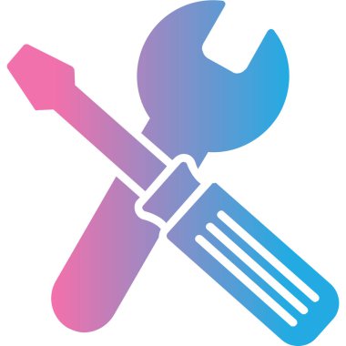 İngiliz anahtarı ve tornavida. Web simgesi basit illüstrasyon